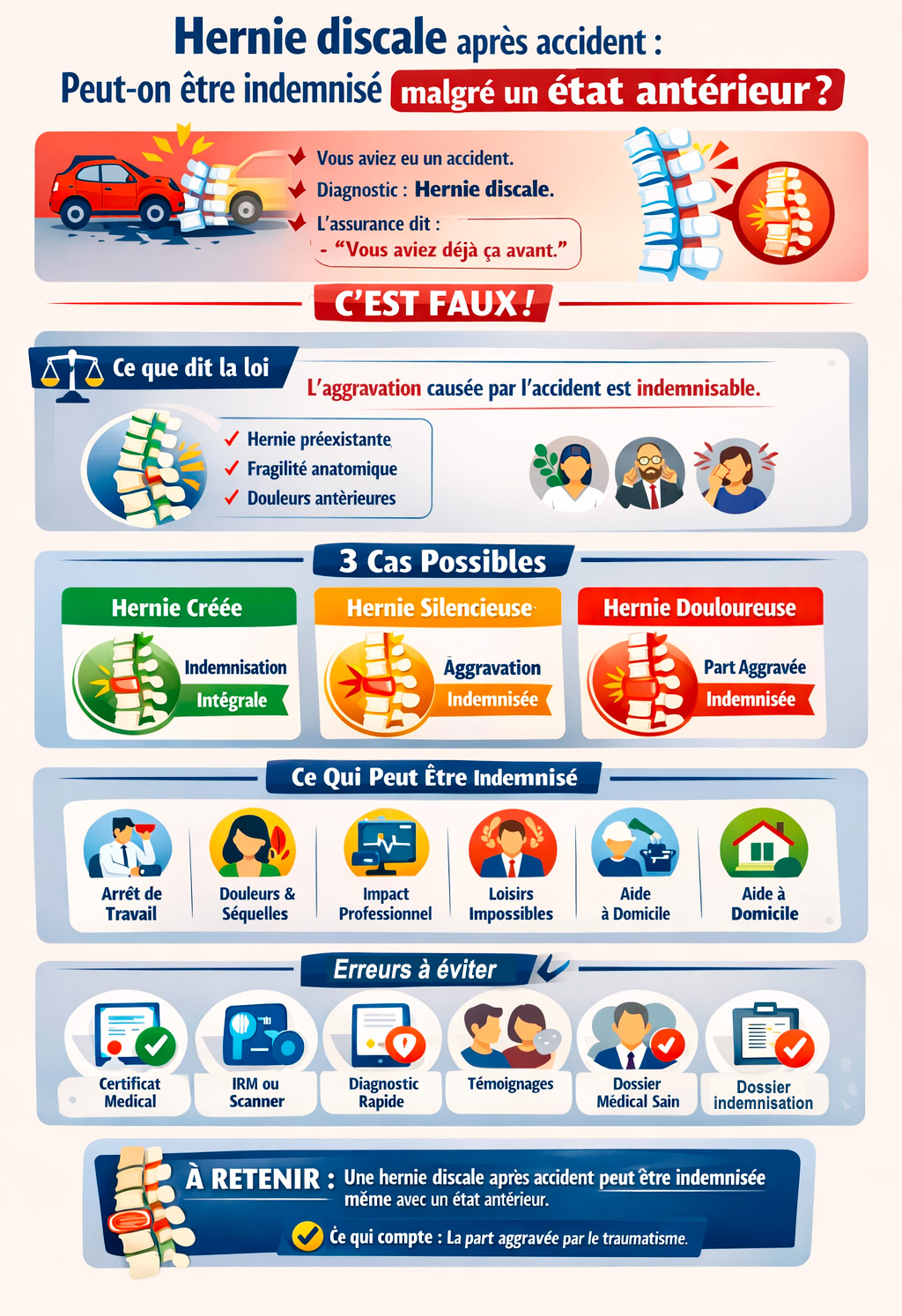 infographie hernie discale indemnisation