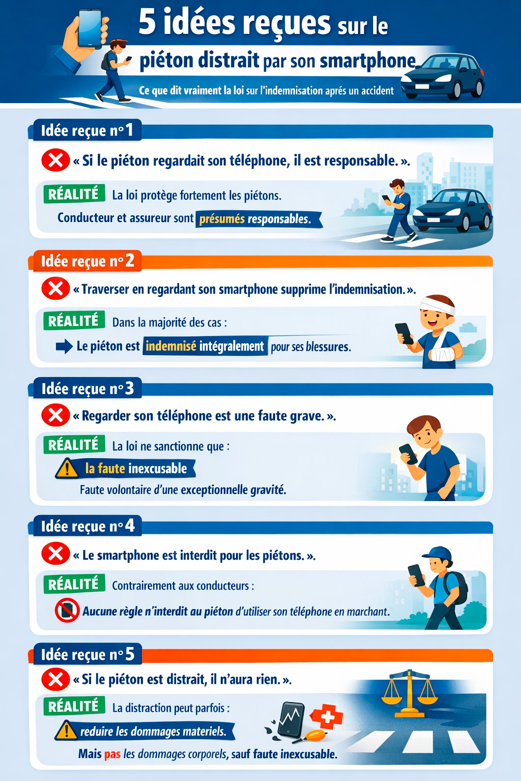 infographie accident de pi&eacute;ton distrait