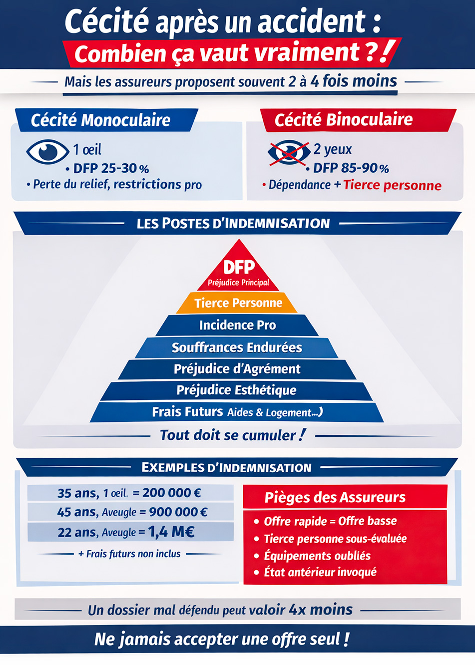 infographie perte de la vue - indemnisation