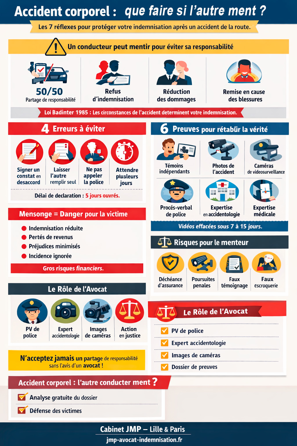 infographie - accident corporel - que faire si l'autre ment ?