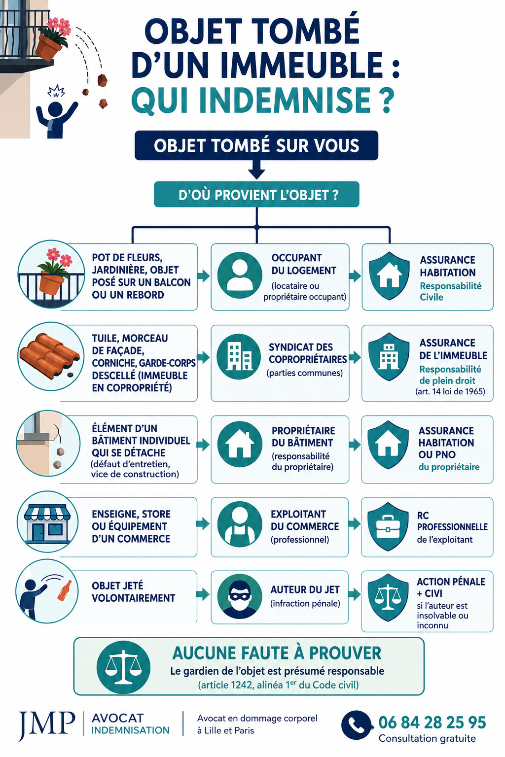 accident objet qui tombe sur une personne