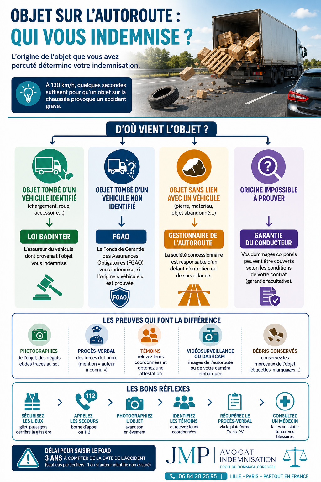 accident cause objet sur route