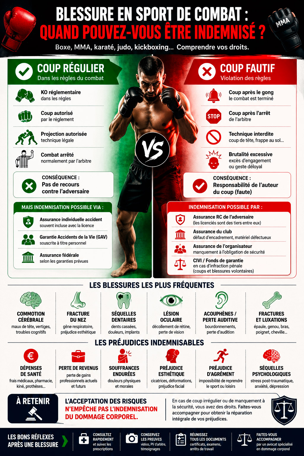 infographie accident sport de combat