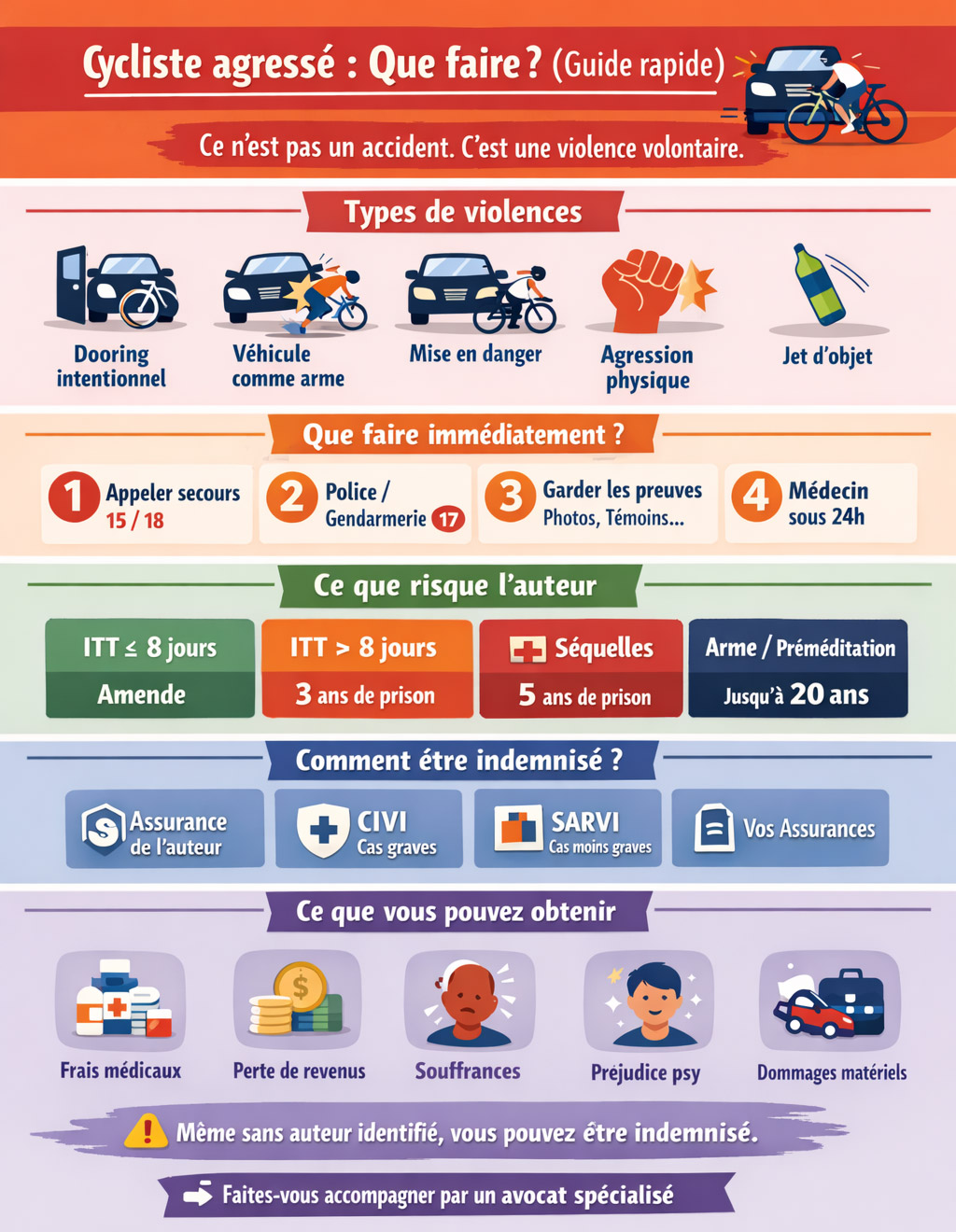 violence volontaire contre cycliste infographie