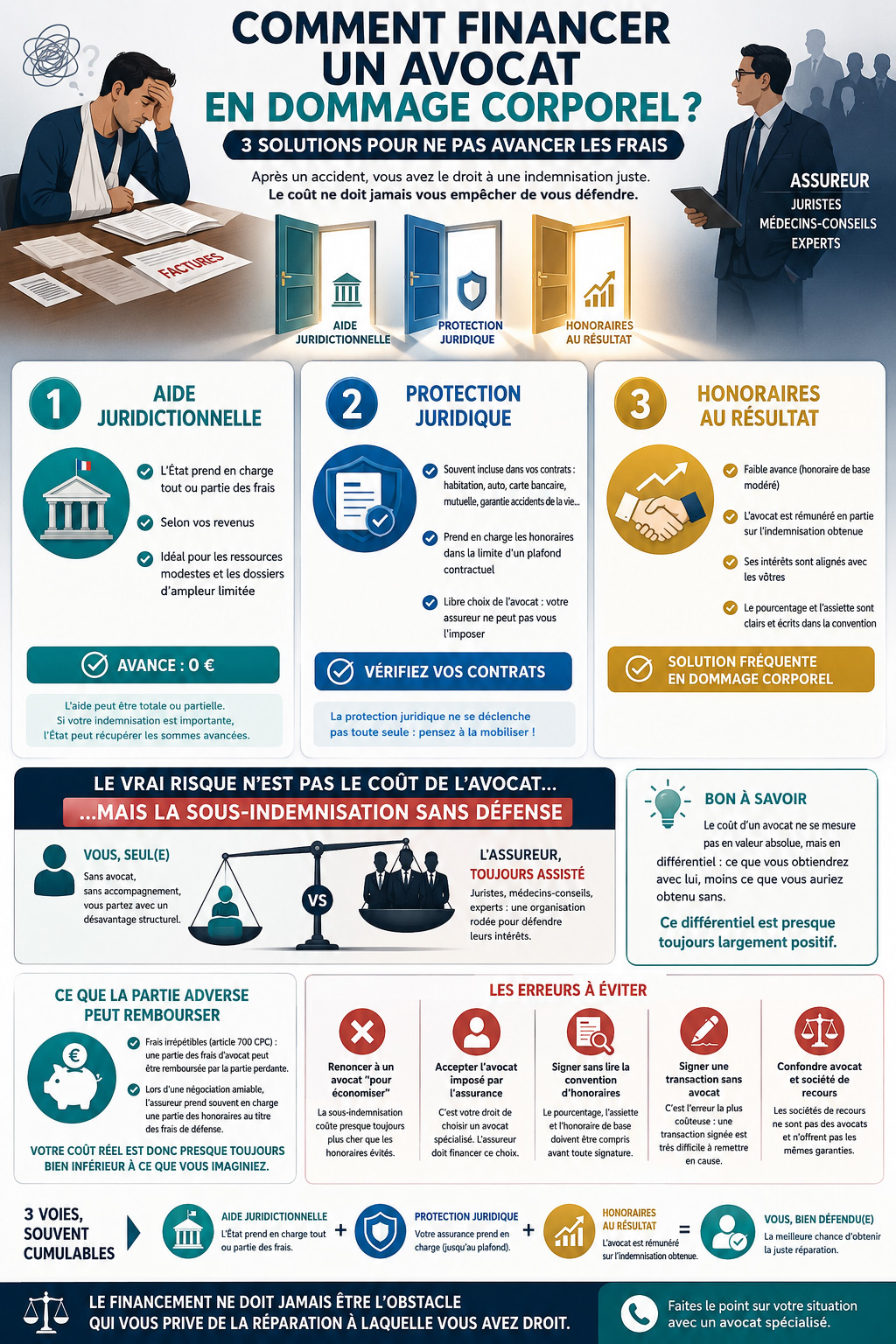 infographie financer avocat dommage corporel