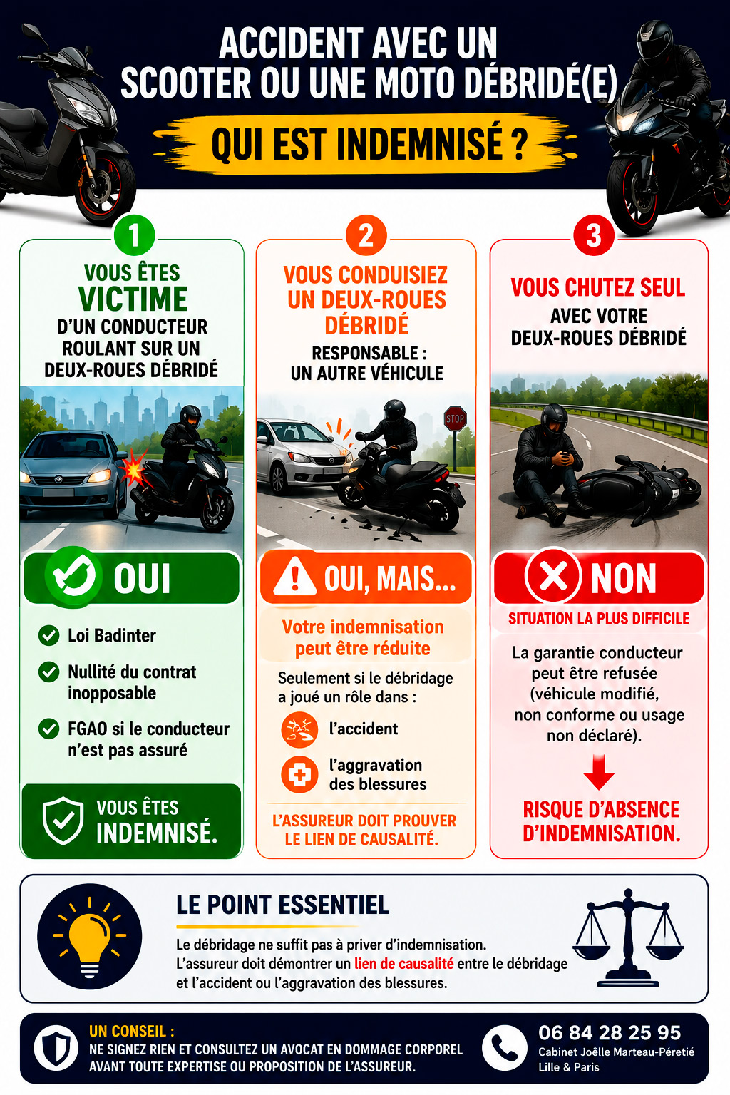 scooter ou moto d&eacute;brid&eacute;e accident