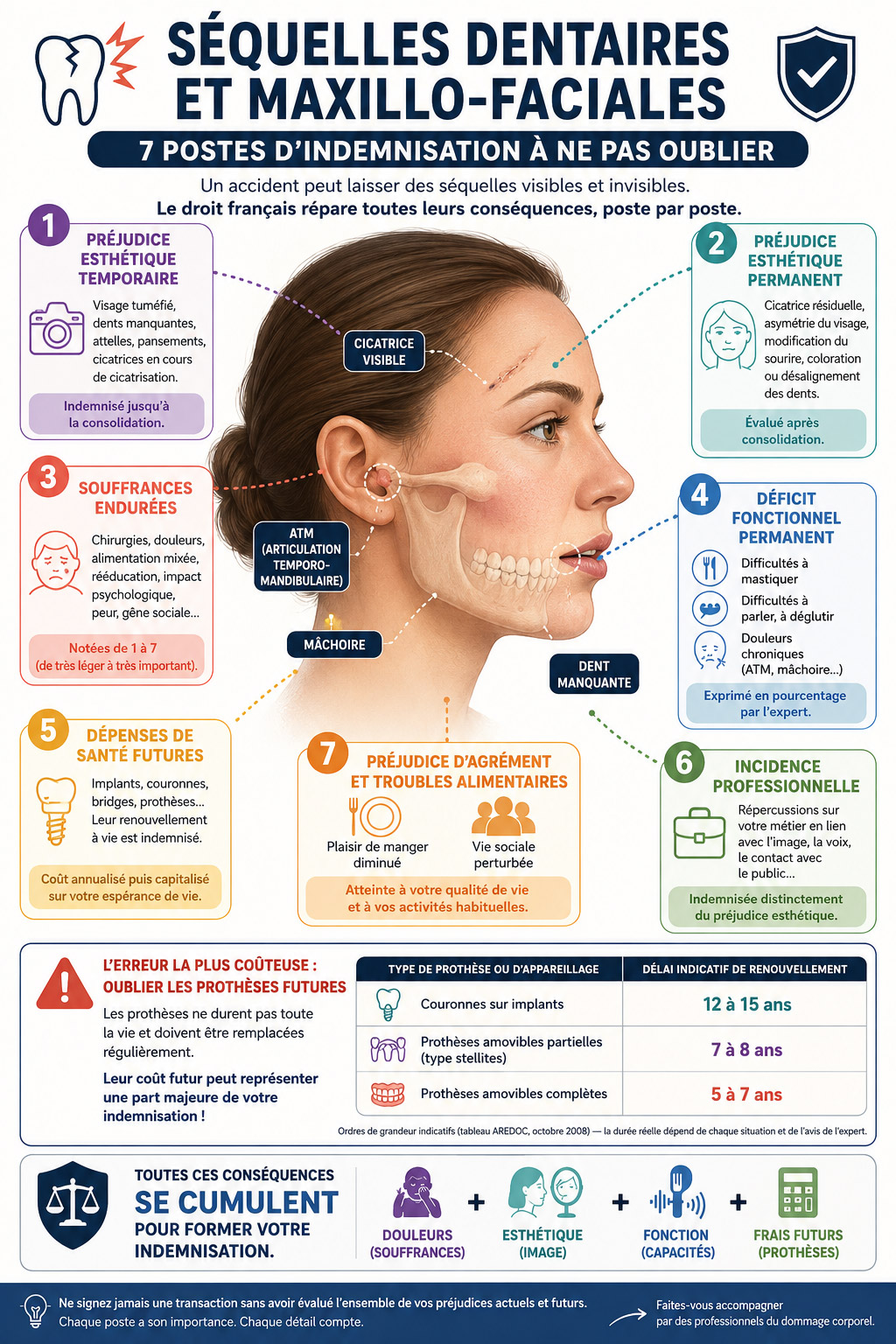 infographie pertes de dents et atteintes faciales