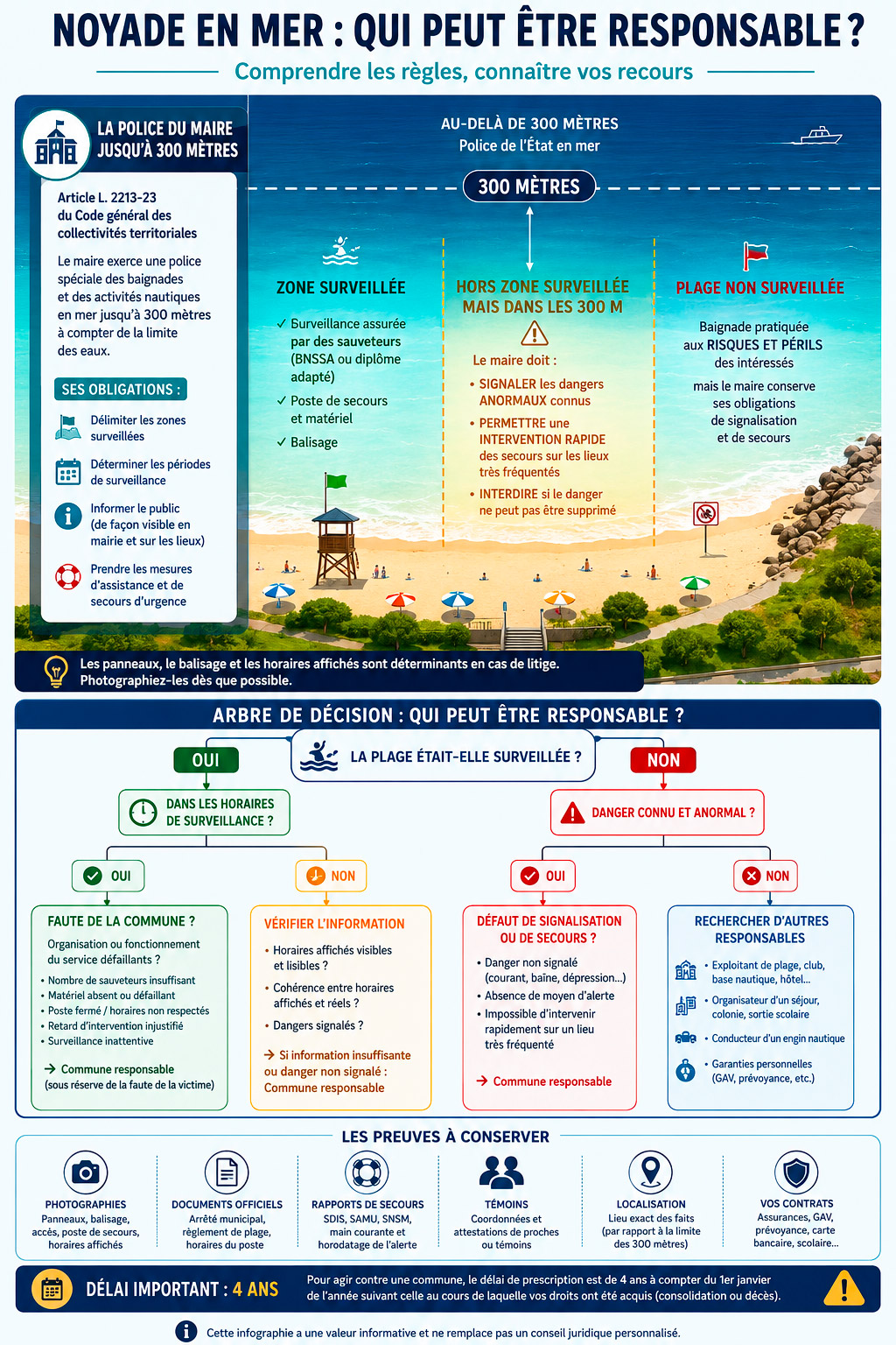 responsabilit&eacute; baignade sans surveillance ou sans